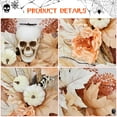 thumbnail image 3 of 22 Inch Halloween Wreath for Front Door, Halloween Skull Wreath with Lights White Pumpkins Roses, Halloween Decorations Fall Maple Leaves Wreath for Porch Window Indoor Outdoor Decor, 3 of 6