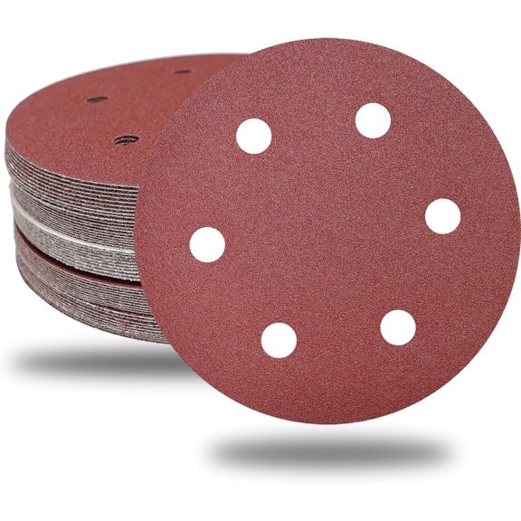 50 PCS 9 Inch 6 Hole Drywall Sanding Discs Set -10 Each of 60 80 120 150 240 Grits, 9" Hook-and-Loop Sandpaper for Electric Drywall Sander