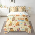 thumbnail image 2 of Homewish Kawaii Capybara 7pcs Bedding Comforter Set,Colorful Flower Floral Queen Bedding Sets,Cartoon Animal Queen Sheet Sets For Girl Boy,Microfiber Bedroom Decor Reversible, 2 of 8