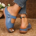 thumbnail image 4 of Slip On Wedge Sandals for Women Comfortable Open Toe Mules Adjustable Walking Platform Slides for Summer Travel Blue Size 8, 4 of 6
