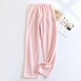 thumbnail image 2 of Defitshape Women's 100 Cotton Lounge Pajama Pants Sleeping Sleep Bottoms Pocket Cold Weather Pocket Cigarette Pj Pants Pink Large, 2 of 5