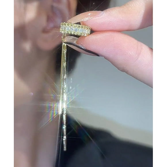 Jusqu'à 65 % de Réduction sur les Boucles d'Oreilles Sans Trous Micro-Ensemble Chaîne en Zircon Clip d'Oreille Long Mode Tempérament Métal Boucles d'Oreilles Collier Bagues Bijoux en Liquidation