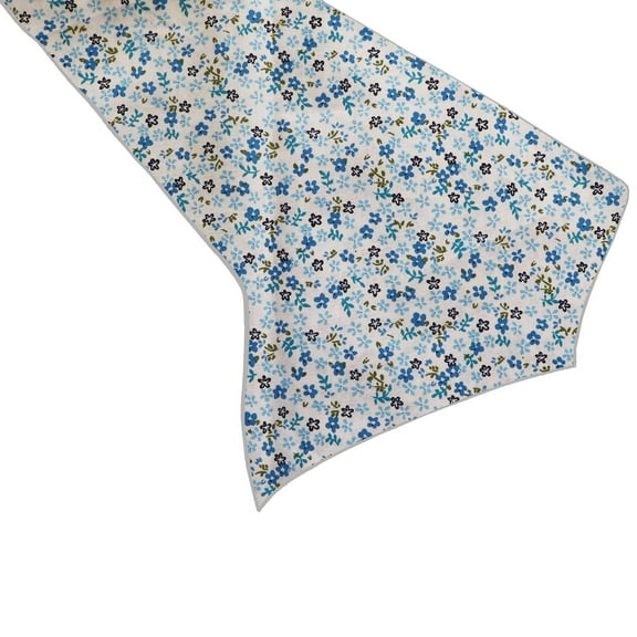 Cotton Print Table Runner Floral Small Flowers Allover Blue on White