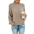 thumbnail image 1 of KZKR Womens Turtleneck Oversized Sweaters Batwing Long Sleeve Pullover Loose Chunky Knit Jumper, 1 of 4