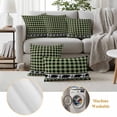 thumbnail image 6 of Sage Green Black Outdoor Waterproof Pillow Covers, Farmhouse Vintage Bear Buffalo Plaid Decorative Rectangle Throw Pillowcase Sofa Cushion Sham for Patio/Couch/Chair, 20"x12" 2 Pack, 6 of 8