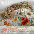 thumbnail image 4 of Spring Blossoming 4 Piece Duvet Cover Set Queen Size White Sunflower Red Poppy Garden Leaves Soft Bedding Set Comforter Cover, 1 Duvet Cover 1 Flat Sheets and 2 Pillowcases, 4 of 9