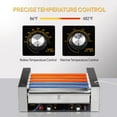 thumbnail image 3 of ROVSUN Hot Dog Roller Warmer ETL Certified, 5 Rollers 12 Hot Dog Machine Roller Grill Cooker with Bun Warmer, Cover, Dual Temp Control, LED, Removable Shelf & Drip Tray for Party Home Commercial 900W, 3 of 8