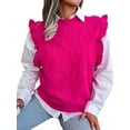 thumbnail image 5 of Liacowi Women Juniors Sweater Vest Autumn Winter Casual Pullovers Outwear Ruffles Sleeveless Slim Knitwear Tops, 5 of 7