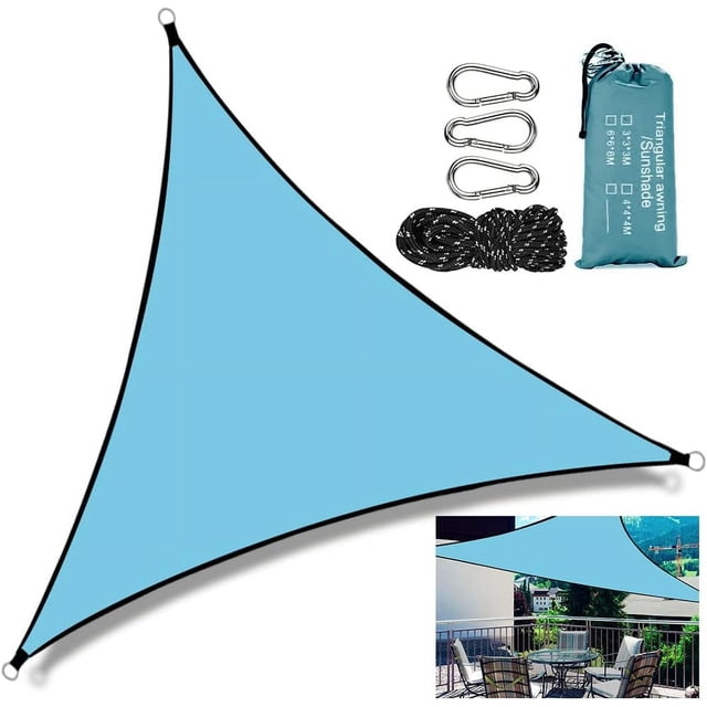 Equilateral Triangle Sun Shade, Outdoor Shade Sail Permeable Sunshade, Rust-Resistant D-Rings Triangle Canopy For Patios Decks, Privacy And Coolness, 3X3X3M