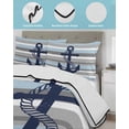 thumbnail image 3 of Full Size Quilt Bedding Set, Nautical Anchor Reversible Summer Quilt 3 Pieces, Ocean Grey Blue Stripes Modern Simplistic Lightweight Bedspreads Coverlets with 2 Pillow Shams for All Seasons, 3 of 5