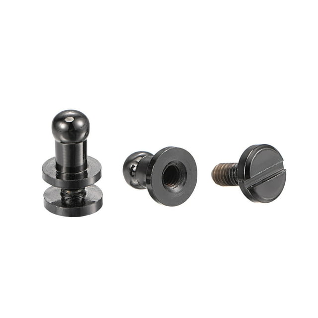 Unique Bargains 10 Set 4mm Solid Brass Round Head Stud Screw Rivets for DIY Leather Belt Wallet Handbag Decoration, Black