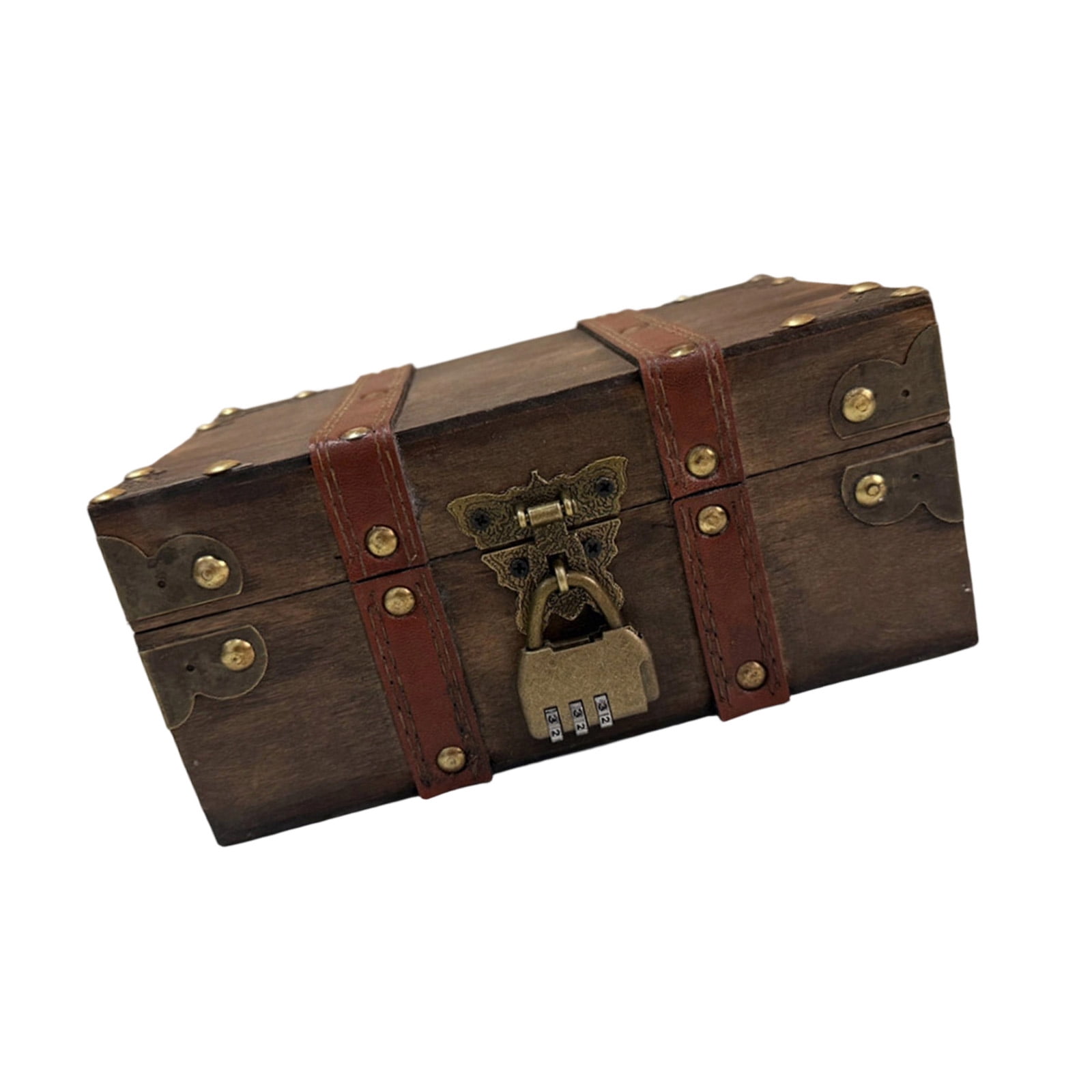 Lockable Wooden Trinket Box with Lock Antique Styles Storage Chest for Jewelry Photos Props Display Keepsakes Organiser