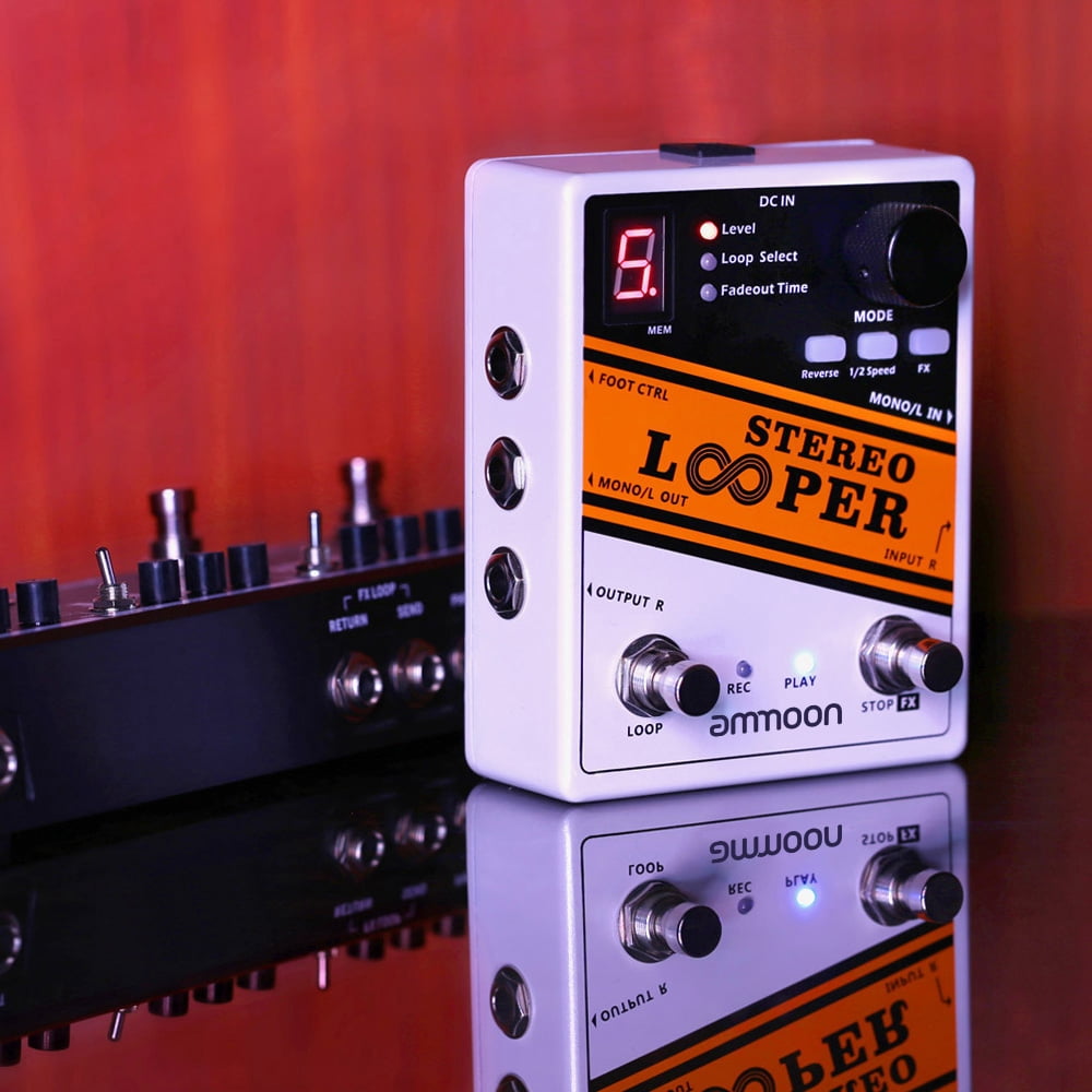ammoon Effect Pedal, Stereo Looper, 10 Independent Loops, 10min Recording