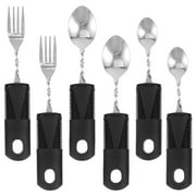 2 Sets Bendable Cutlery Utensils Tools Adaptive Weighted Silverware for Hand Tremors Bevel Reusable Stainless Steel Rubber Elder