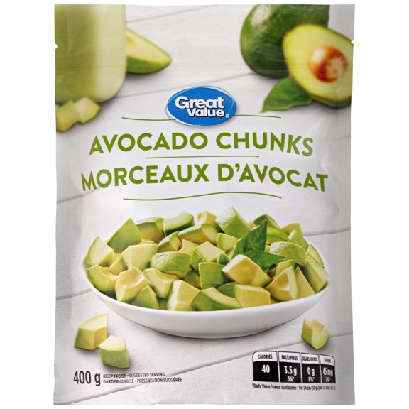 Morceaux d’avocat surgelés Great Value 400 g