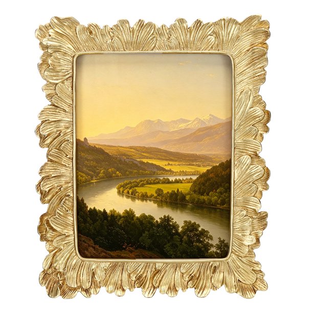 Marco de Foto Vintage Uxcell 6" x 8" Texturizado con Hojas de Palma para el Hogar Oro