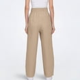 thumbnail image 5 of Linen Pants for Women Palazzo Pants Petite Plus Size Casual Solid High Waist Wide Leg Vacation Cropped Trousers Trendy Clothing Pull On with Pockets Khaki XL, 5 of 8
