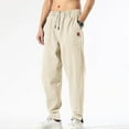 thumbnail image 3 of YUGYXL Plus Size Drawstring Trouser for Men 2025 Stretch Waist Loose Straight Leg Pants Summer Beach Long Pant Beige XXL, 3 of 7