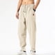 thumbnail image 3 of Pantalones largos para hombre, de color liso, con bolsillo y cordón, informales, juveniles, versátiles, deportivos, de gran tamaño., 3 of 7