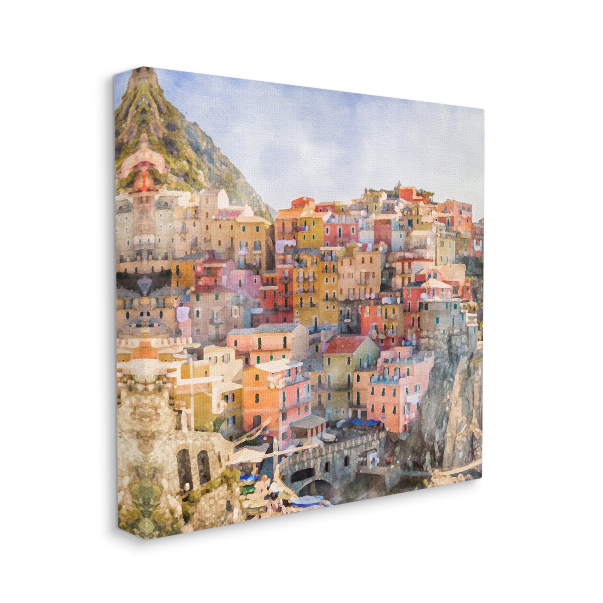 Stupell Industries Coastal Italian Town Travel & Places Painting Gallery Wrapped Canvas Print Wall Art, 36 x 36