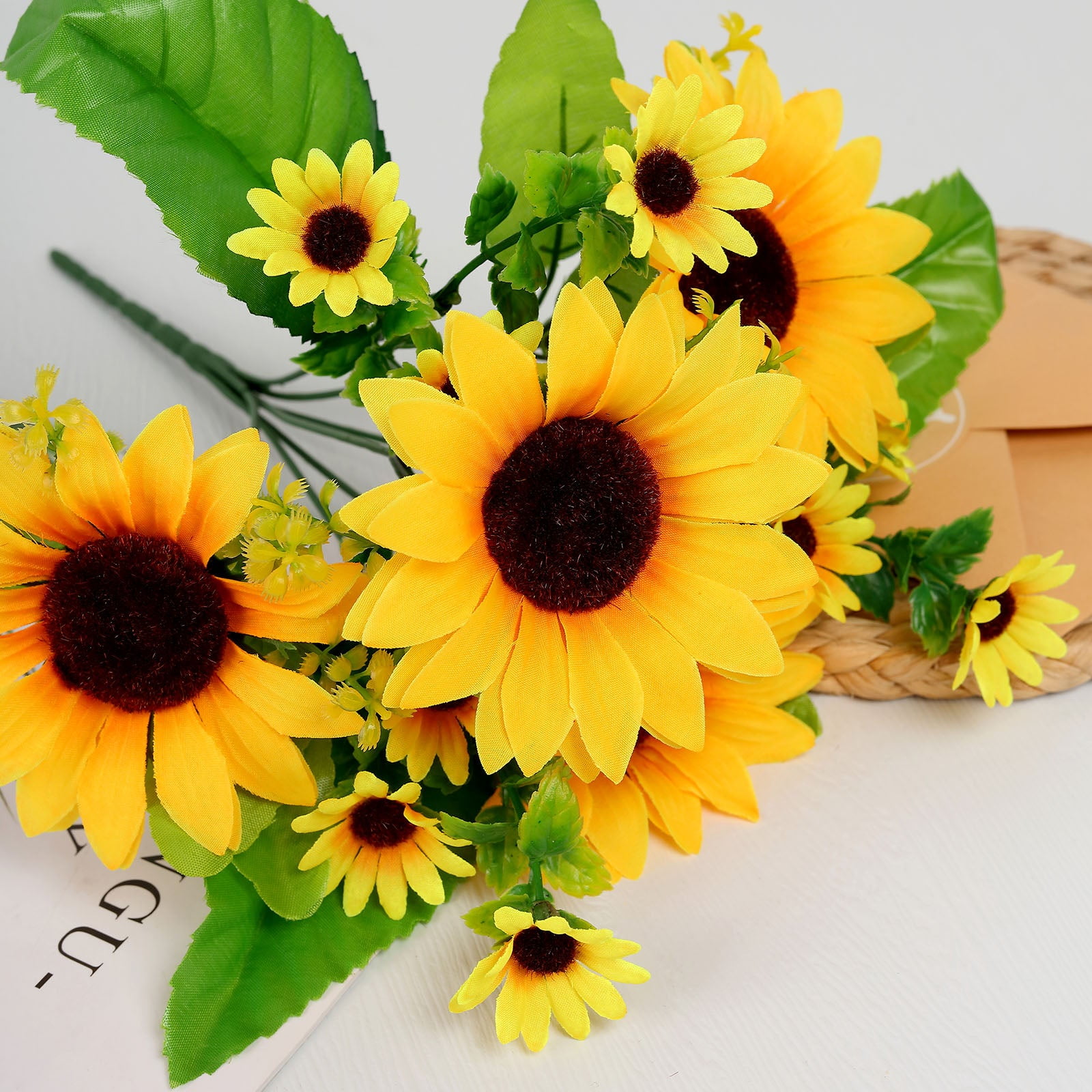 Sunflowers Artificial Flowers Bouquet With Stem 7 Branches - Temu