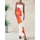 thumbnail image 5 of Vestido largo PRETTYGARDEN ajustado sin tirantes con estampado floral para mujer, 5 of 7