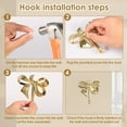 thumbnail image 5 of AEVXKHI 2PCS Bow Hook, Brass Bow Wall Hook, Gold Bow Knot Hooks, Elegant Bow Shaped Hooks, Bow Hat Hook Multipurpose Hook for Hat Towel Bag Key, 5 of 10