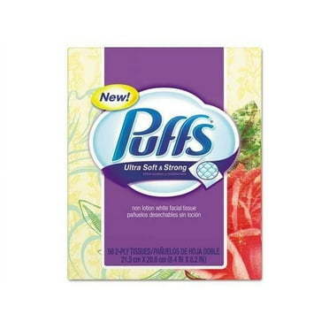 Puffs Ultra Soft & Strong Facial Tissues, White, 56 Sheets/Box