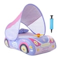 thumbnail image 1 of Flotador inflable para bebé con forma de coche, con bocina y sombrilla, para niños de 1 a 4 años, color rosa, 1 of 14