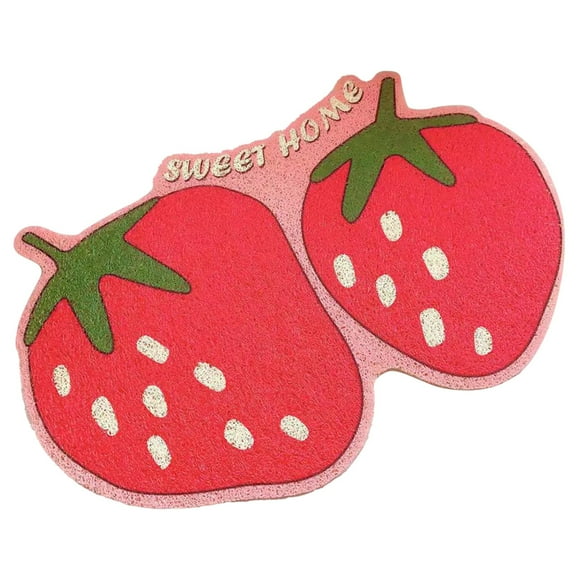 Alfombrilla para arena de gato con forma de fruta, antideslizante, flexible, fácil de limpiar, para atrapar comida de mascotas, para gatos, fresa, 40 x 60 cm (15,7 x 23,6 pulgadas)