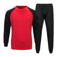 thumbnail image 2 of 2024 End-of-year Clearance! Men's 2 Piece Sweatsuits Outfits Casual Colorblock Crewneck Pullover Sweatshirt Joggers Sweatpants Set Tracksuit - Red, 2 of 8
