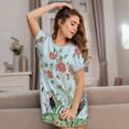 thumbnail image 3 of Easygdp Chinoiserie Floral Palm Tree Camisón de manga corta para mujer, informal, estampado, 3 of 6