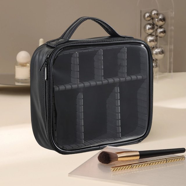 Fiudx Bolsa de Maquillaje Transparente, Organizador de Cosméticos Portátil, Amplio Espacio de Almacenamiento Multiusos, Ideal para Viajes, Hogar o Negocios, Material de Lino Duradero, 9.8 X 9 X 3.5 P