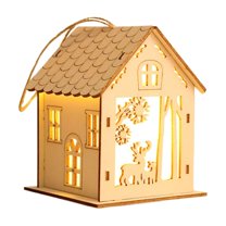 witspace DIY Christmas Village Sets Wood LED Light Up Village Houses for Kids Adult Christmas Mini Wooden House Crafts Gift for Winter Xmas Party Decorations