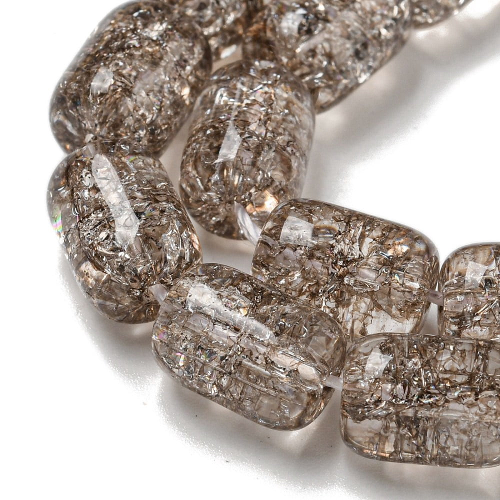 10strands Transparent Crackle Glass Beads Strands Column Coconut Brown 11x8mm Hole: 1.2mm about 36pcs/strand 15.35''(39cm)