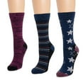 thumbnail image 2 of MUK LUKS Women's 3 Pack Cotton Compression Rib Crew Socks, 2 of 4