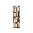 thumbnail image 2 of Noble House Saxon 54" 4-Tier Rotating Bookshelf Tower, Solid Rubberwood, 360° Bookcase on Locking Wheels, Walnut, 2 of 11