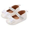 thumbnail image 3 of BOBOGOJP Baby Girls Mary Jane Flats Bow Non-Slip Soft Sole Princess Toddler First Walkers Sneaker Wedding Dress Shoes White for Size 4, 3 of 9
