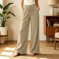 thumbnail image 2 of Edvintorg Wide Leg Capri Pants for Women Flowy Lightweight High Waisted Casual Capris Trouser with Pockets Women’S Clothing White XL, 2 of 7