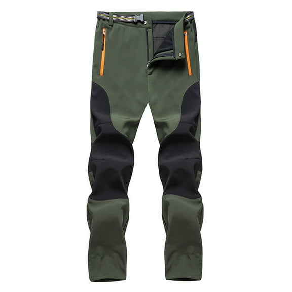 Mens Snow Ski Pants Waterproof Softshell Snowboard Pant Outdoor Fleece Cargo Hiking Pants Brush Lined Zipper Bottom