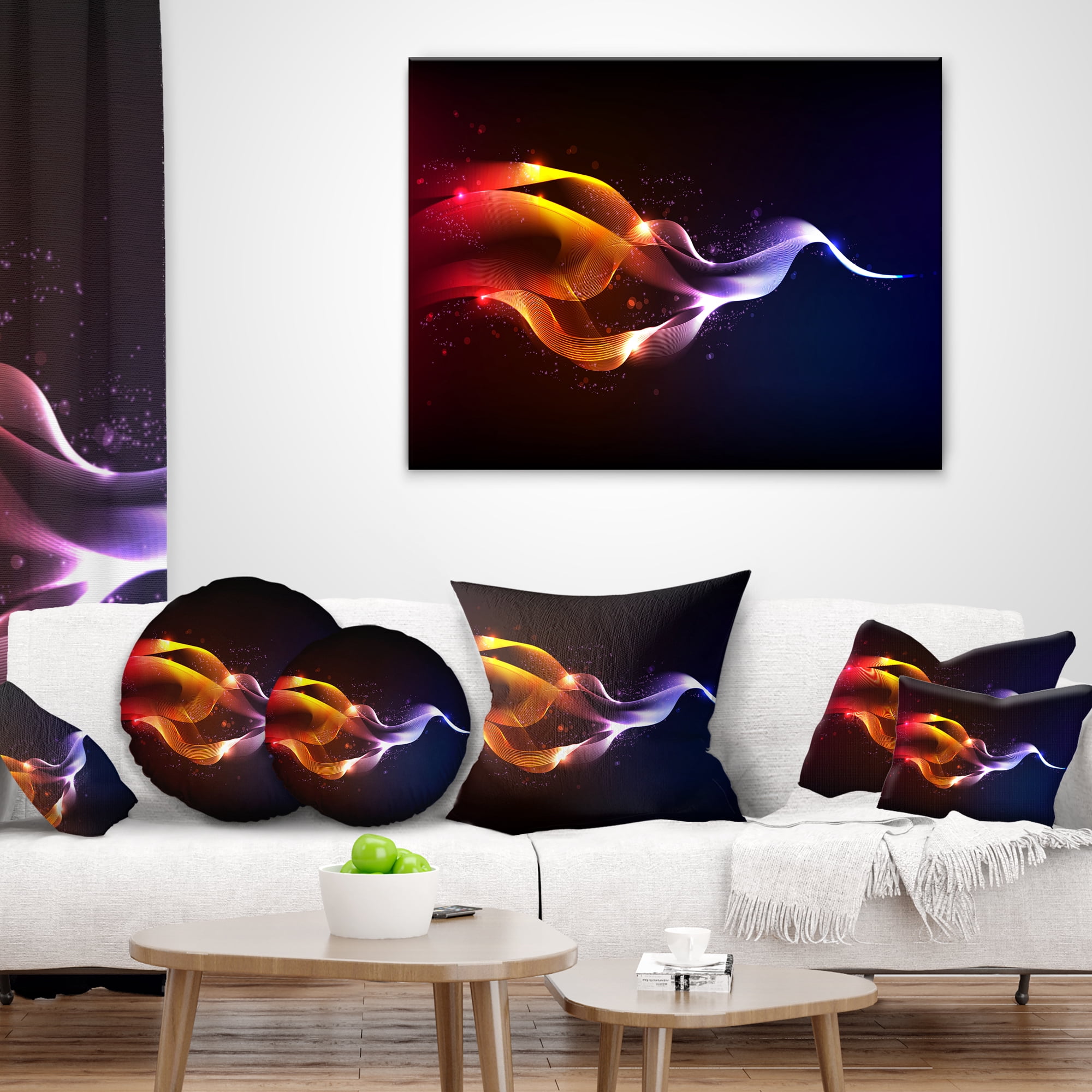 Designart Abstract Vector Waves - Contemporary Throw Pillow - 18x18