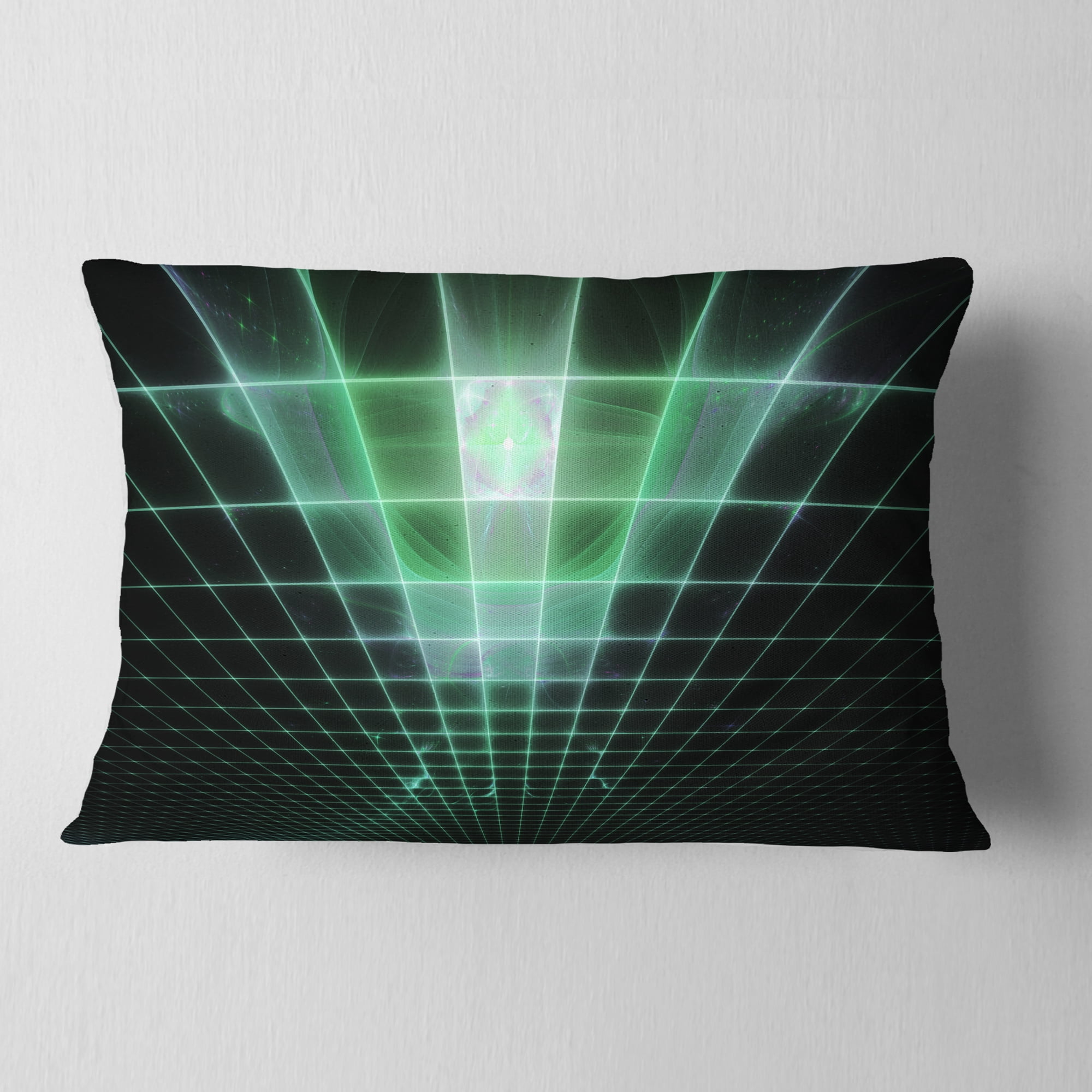 Designart Light Green Bat on Radar Screen - Abstract Throw Pillow - 12x20