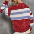 thumbnail image 6 of Fesfesfes Women Sweaters Casual Round Neck Striped Long Sleeve Pullover Sweater, 6 of 9