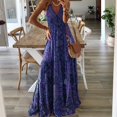 thumbnail image 2 of DHFJKG Bohemian Floral Maxi Dress For Women V Neck Sleeveless Summer Beach Vacation Clothes Sundress Boho Size S-XXXXXL Soft Dresses, 2 of 4