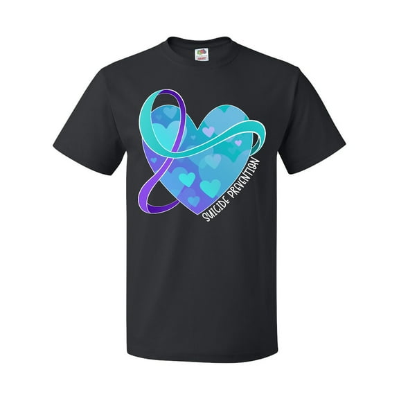 Inktastic Suicide Prevention Awareness Purple and Teal Heart Ribbon T-Shirt