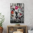 thumbnail image 2 of HFDF Canvas Prt Wall Art Banksy Girl Heart Street Art Graffiti & Street Art Urban Architecture Cityscape Grunge Dark Illustrations Modern Art Decorative Abstract Geometric for - 8x10inch Framed, 2 of 6