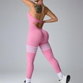 thumbnail image 2 of JGGSPWM Women Yoga Jumpsuits Ribbed Halter Neck Backless One-piece Shapewear Sleeveless Gym Push Up Workout Fitness Tracksuit Pink L, 2 of 5