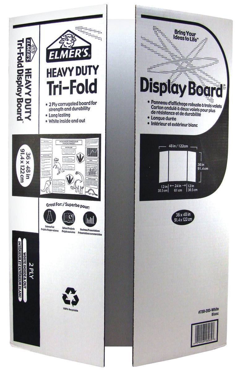 (2 Pack) Elmer's Heavy Duty Tri-Fold Display Board, White, 36x48 Inch