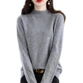 thumbnail image 1 of Women‘s Wool Sweaters Mock Turtle Neck Lightweight Long Sleeve Cozy Warm Fall Winter Pullover Tops, 1 of 7