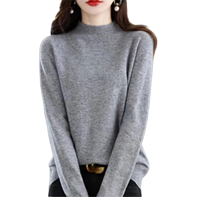 Women‘s Wool Sweaters Mock Turtle Neck Lightweight Long Sleeve Cozy Warm Fall Winter Pullover Tops